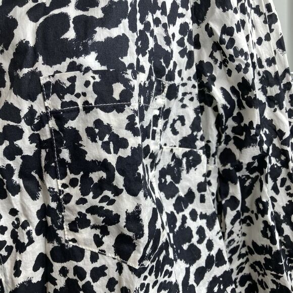 J‎ Crew Women's Black Snow Leopard Boy Shirt Size 10 Classic Cut Animal Print - Picture 12 of 15